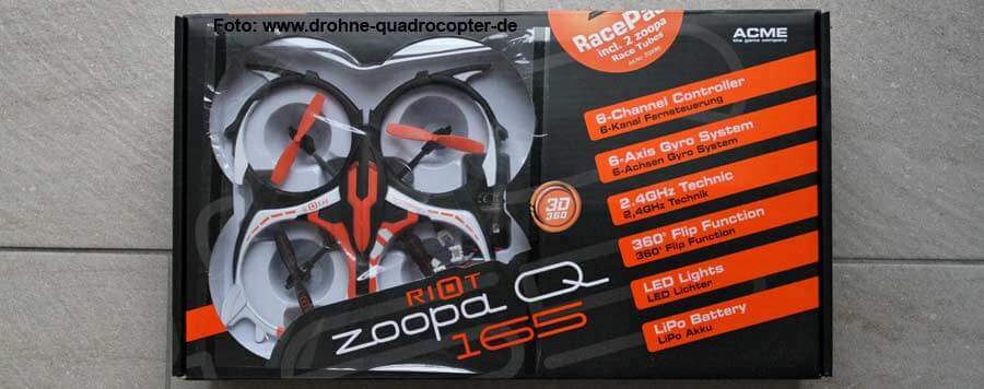 Die Verpackung des zoopa Q 165 Riot Multicopter von ACME