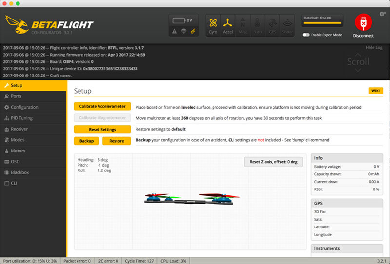 Betaflight Screenshot VIFLY R130 FPV Racer